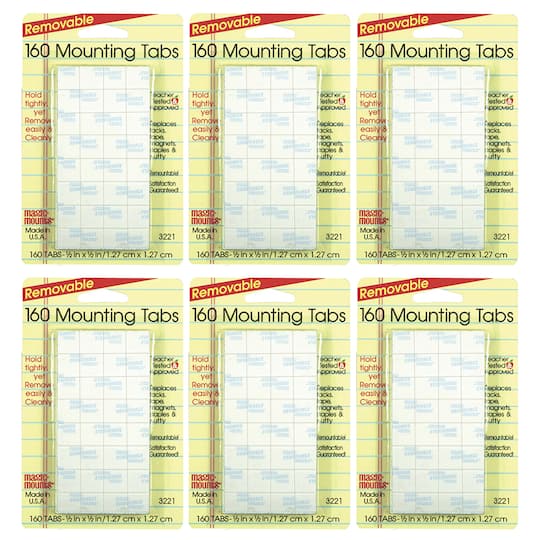Magic Mounts® 0.5" x 0.5" Removable Mounting Tabs, 6 Packs of 160